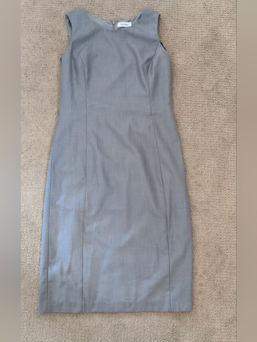 Calvin Klein Sleeveless Grey Fitted Sheath Dress